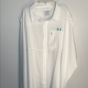 Under Armour White Casual Button Down Shirt Relaxed Fit